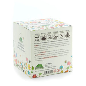 Verpackung vom Bausatz für Blumenmurmeln von hinten fotografiert 