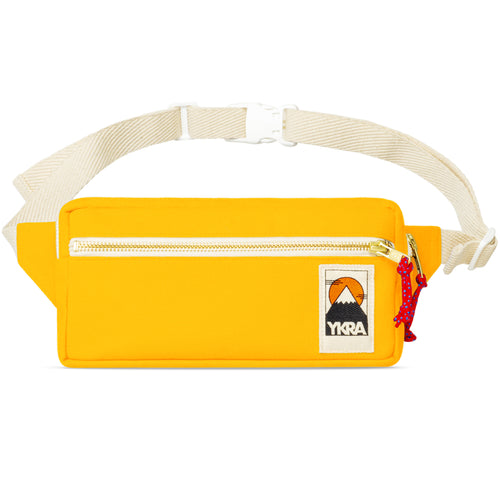 Gelbe YKRA Fanny Pack Gürteltasche mit weißem Gurt
